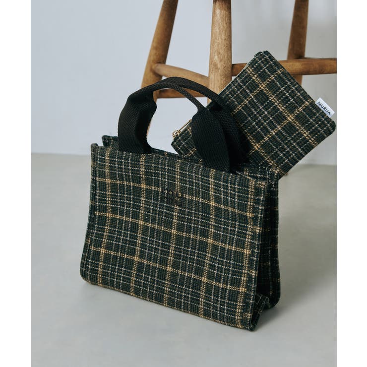 グリーン | MURUA(ムルーア)ポーチ付きウールミニトート MR-B1271 | ELGAES