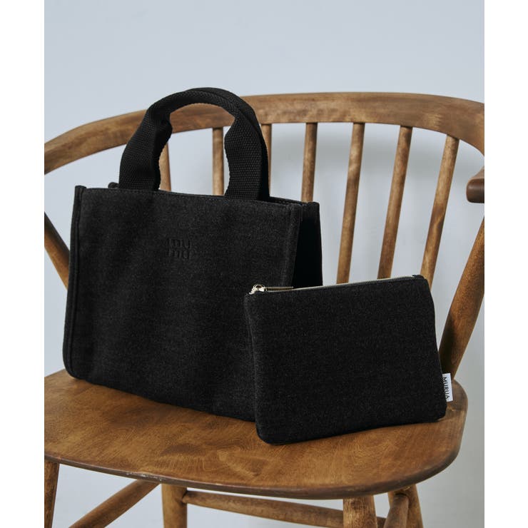 グレー | MURUA(ムルーア)ポーチ付きウールミニトート MR-B1271 | ELGAES