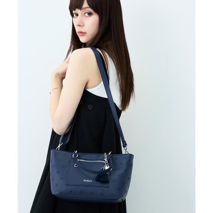 ネイビー | MURUA(ムルーア)2WAYハンドバッグ MR-B1415 エンボスシリーズ | ELGAES