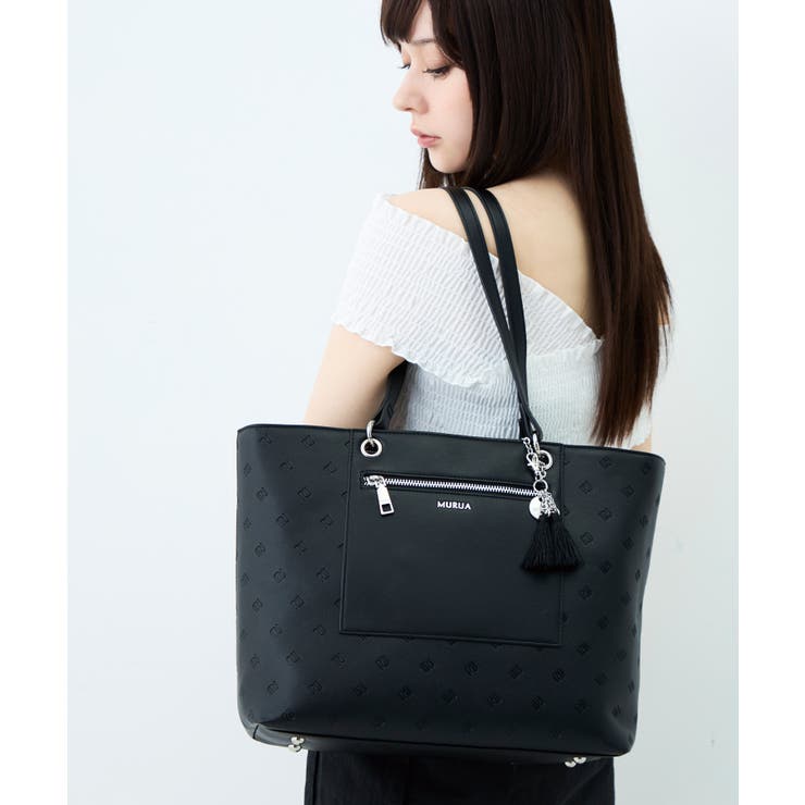 ブラック | MURUA(ムルーア)トートバッグ MR-B1416 エンボスシリーズ | ELGAES
