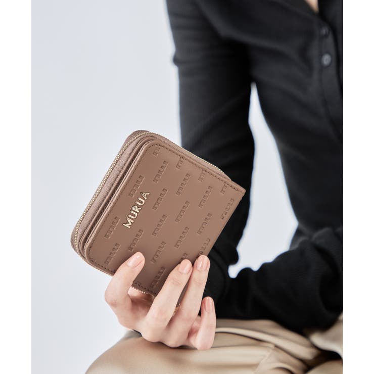 ベージュ | MURUA(ムルーア)ラウンドファスナー二つ折り財布 MR-W1313 | ELGAES
