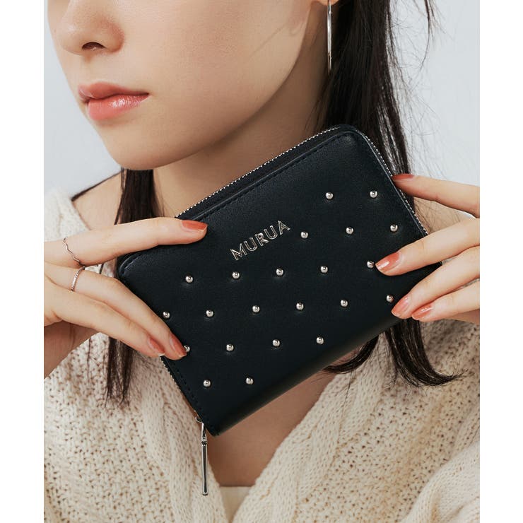 ブラック | MURUA(ムルーア)ラウンドファスナー二つ折り財布 MR-W1372 | ELGAES
