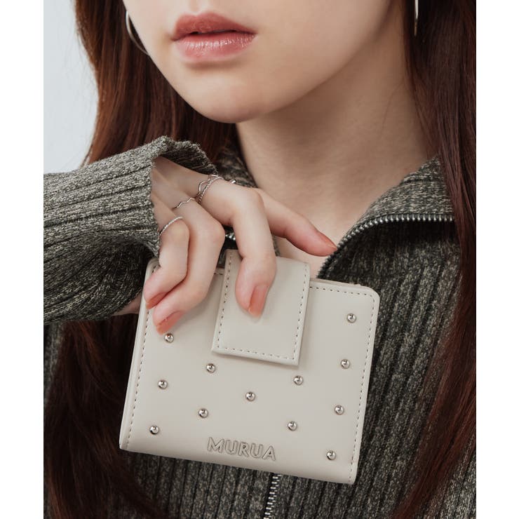 ベージュ | MURUA(ムルーア)二つ折りミニ財布 MR-W1373 | ELGAES