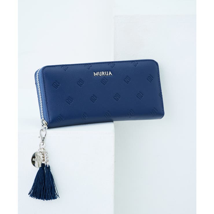 ネイビー | MURUA(ムルーア)ラウンドファスナー長財布 MR W1411 | ELGAES