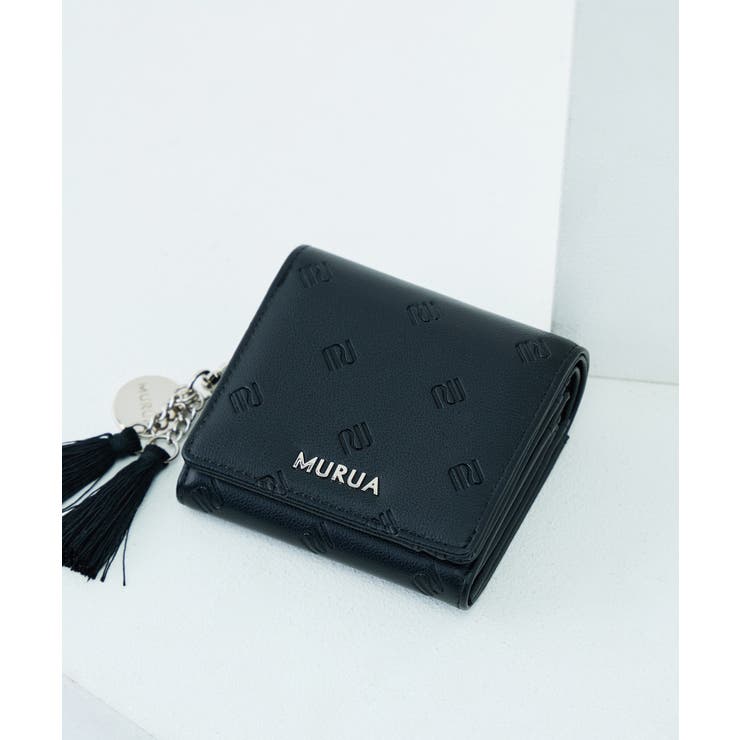 ブラック | MURUA(ムルーア)口金二つ折り財布 MR-W1412 エンボスシリーズ | ELGAES