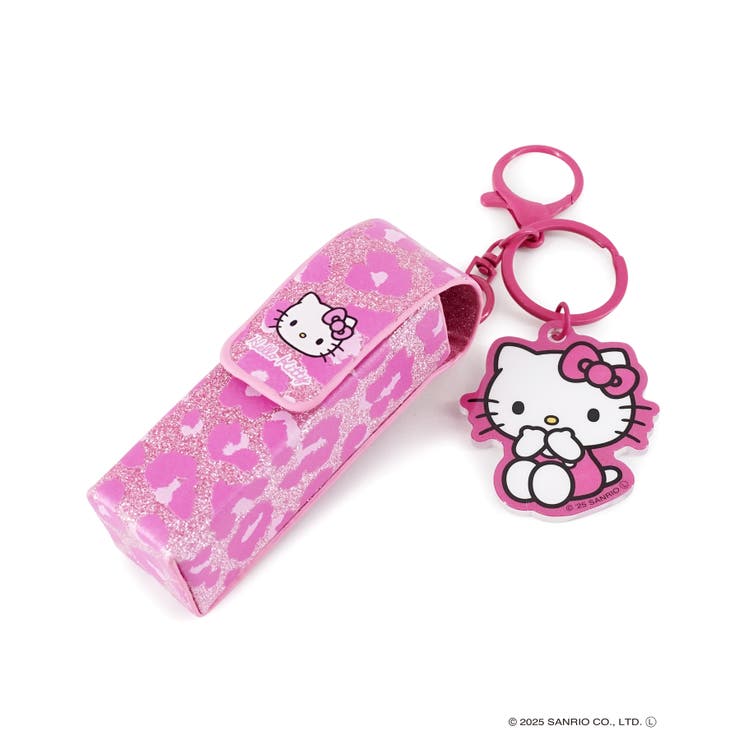ハローキティ　キルティングリップポーチキーチャーム　ローリーズファーム　ピンク ハローキティ×ローリーズファーム キルティングリップポーチキー