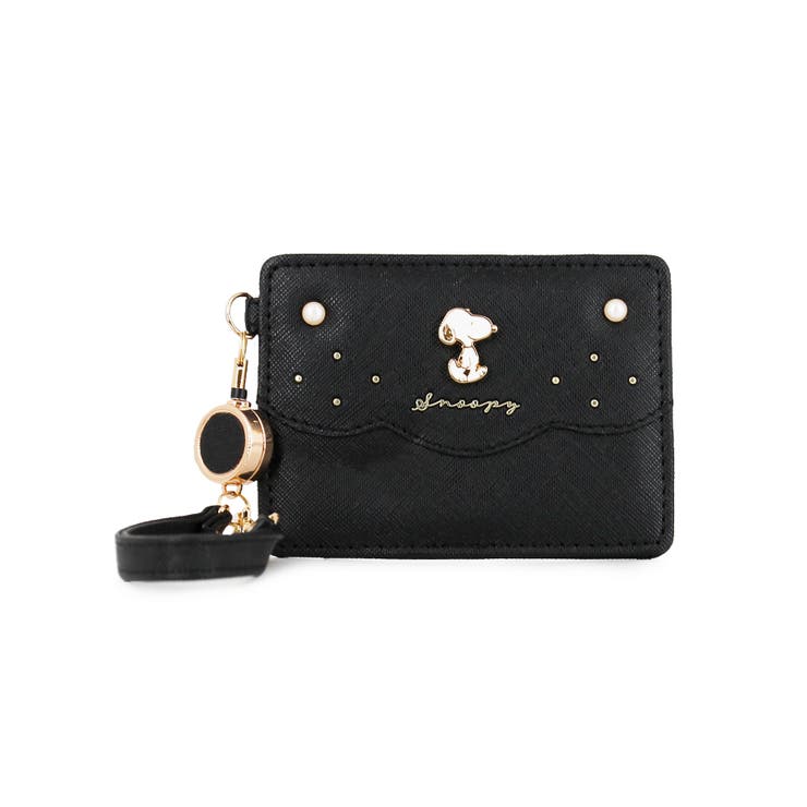 ブラック | スヌーピー パールシリーズ リール付パスケース | ELGAES