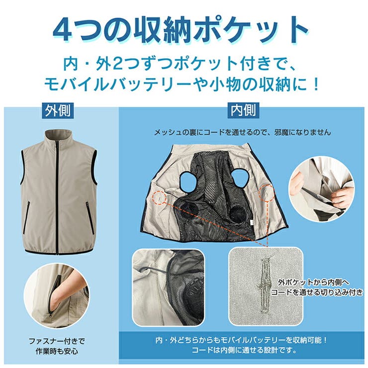 空調ベスト 着る扇風機 作業服 | Emmmo | 詳細画像6 