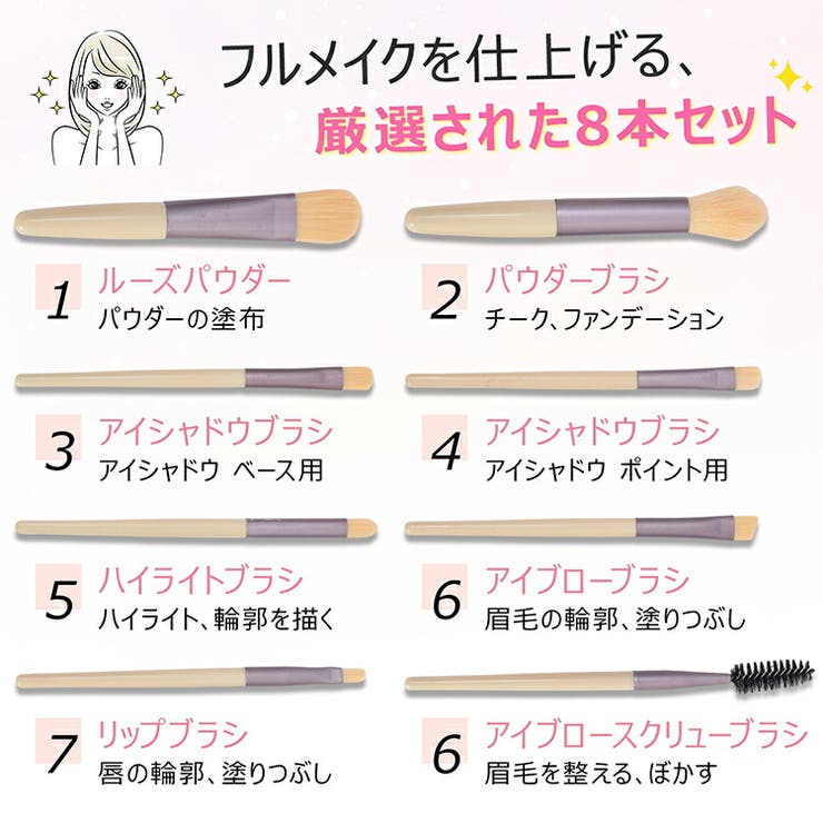 メイクブラシセット 8本セット ケース付き | Emmmo | 詳細画像4 