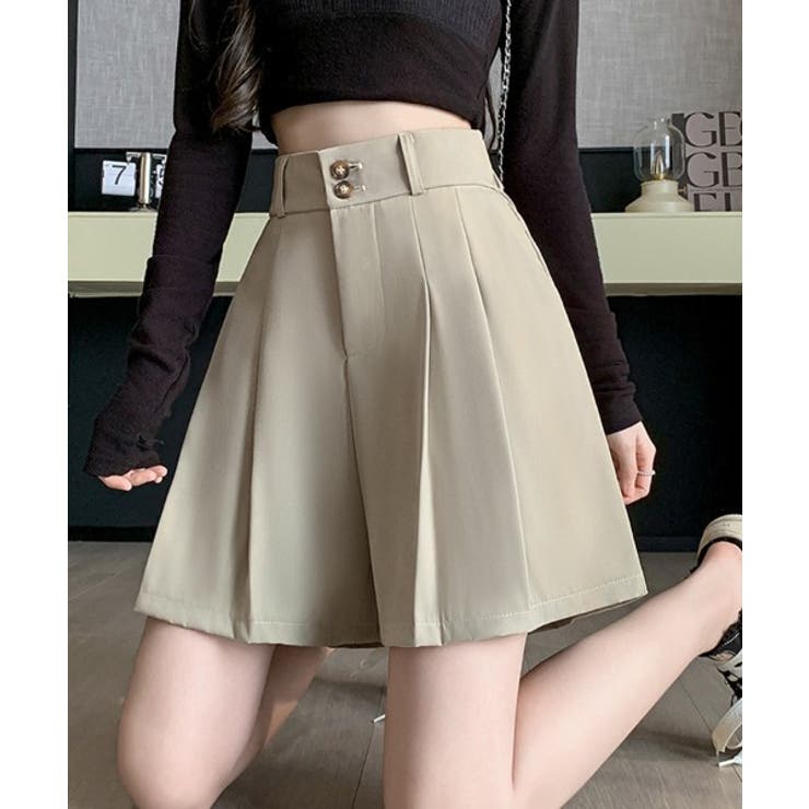 ベージュ | ハイウエストキュロットハーフパンツ | ENAF