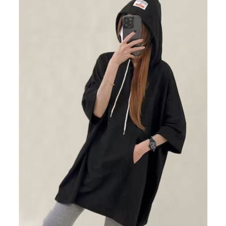 ブラック | 7分袖ドルマンパーカー | ENAF