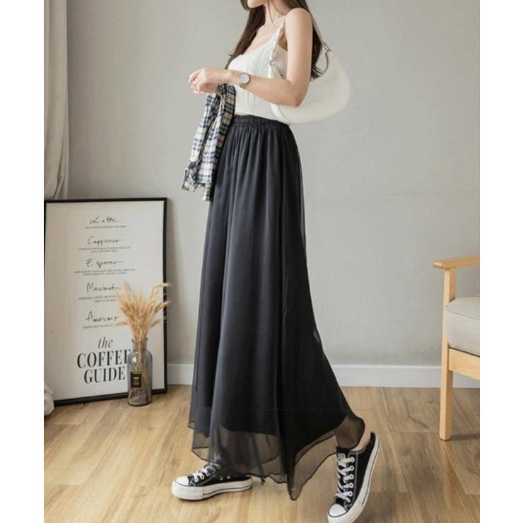 ブラック | シフォンワイドパンツ | ENAF