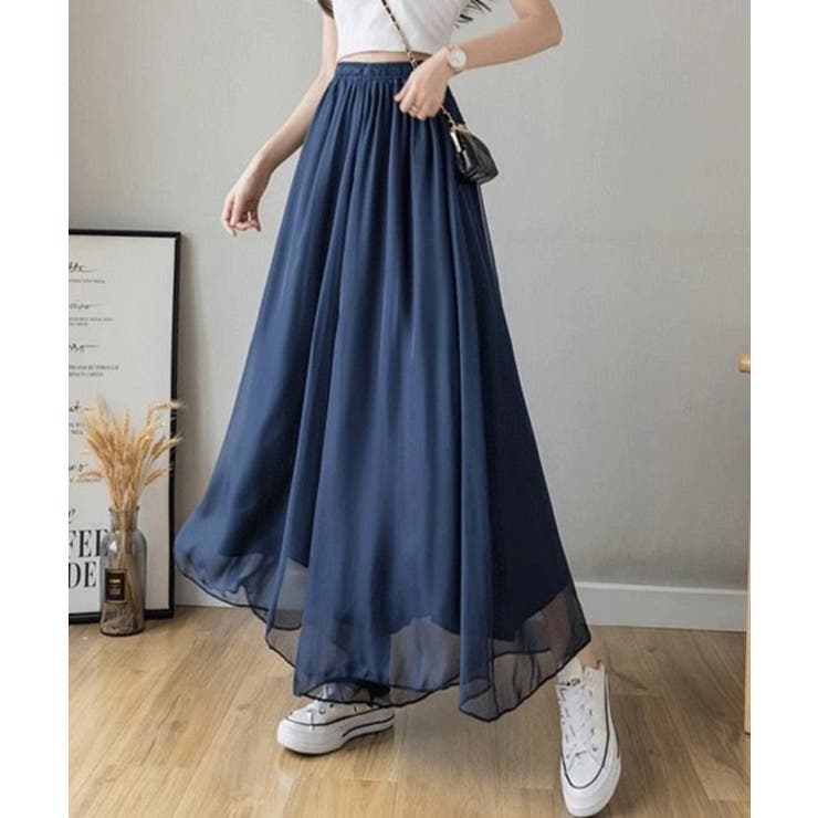 ネイビー | シフォンワイドパンツ | ENAF