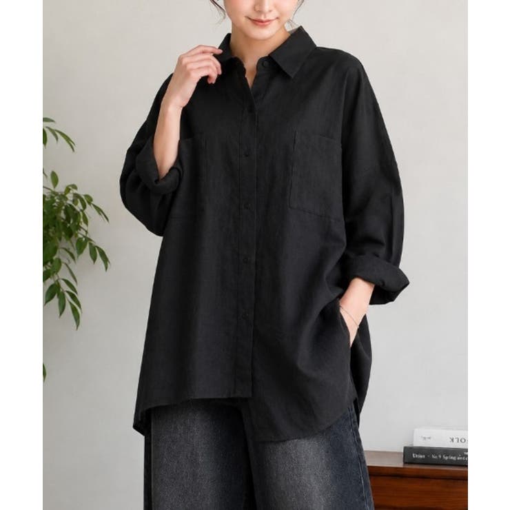 ブラック | ゆったりロングシャツチュニック | ENAF