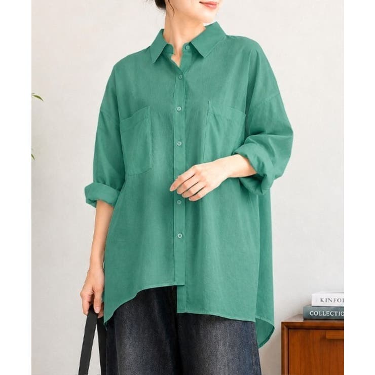 グリーン | ゆったりロングシャツチュニック | ENAF