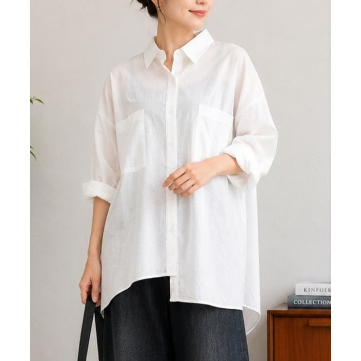ホワイト | ゆったりロングシャツチュニック | ENAF