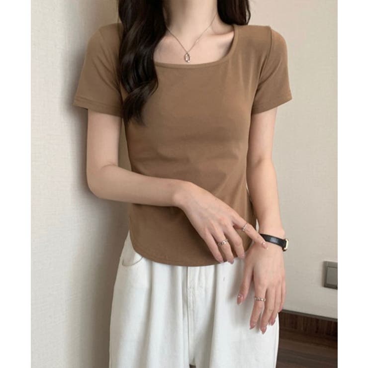 ベージュ | 美シルエットスクエアネックフィットT | ENAF