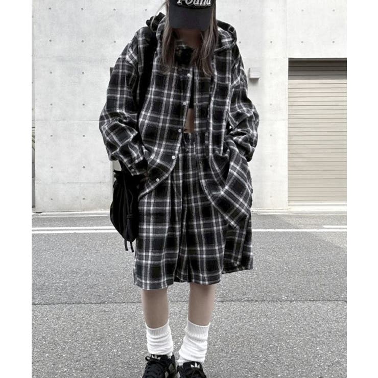 Loose Check Hoodie Shirt | ENAF | 詳細画像10 
