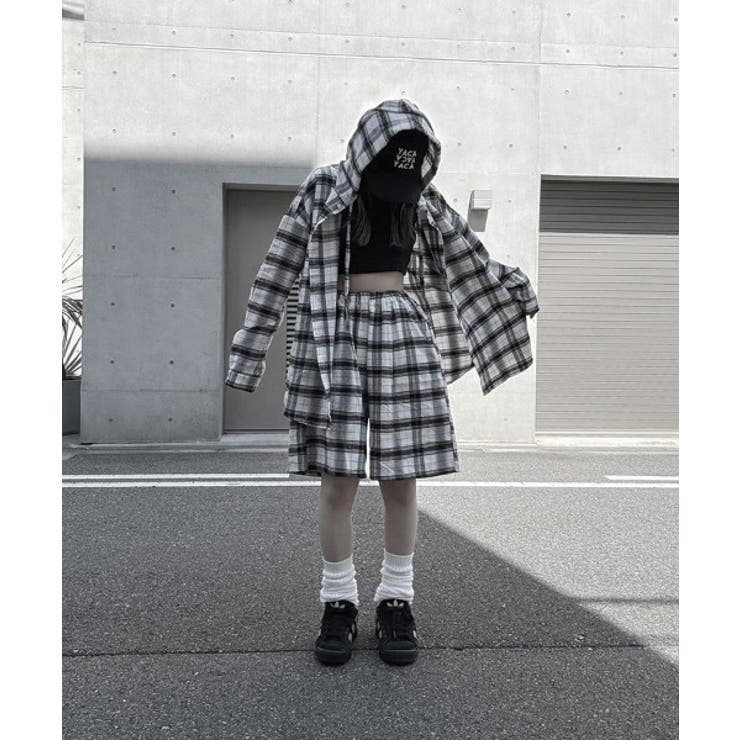 Loose Check Hoodie Shirt | ENAF | 詳細画像4 