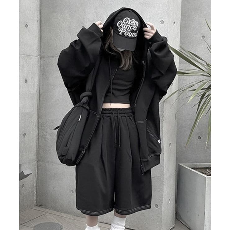 ブラック | Out Stitch Over Zip Parka | ENAF