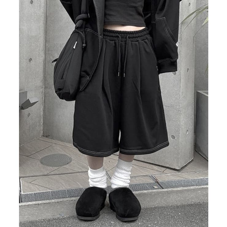 ブラック | Out Stitch Sweat Half PT | ENAF