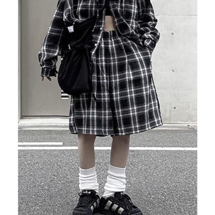 ブラック | Loose Check Half Pants | ENAF