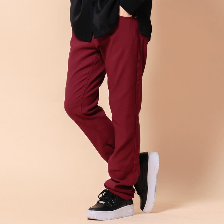 ボルドー | 裏起毛 バックシャーリング ストレッチパンツ | ENJOUEMEN