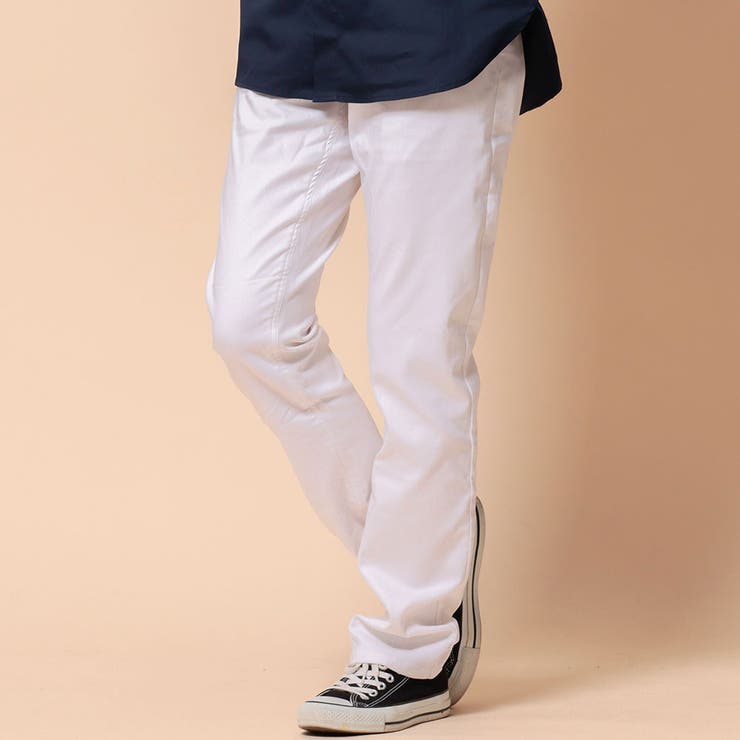 ホワイト | 裏起毛 バックシャーリング ストレッチパンツ | ENJOUEMEN