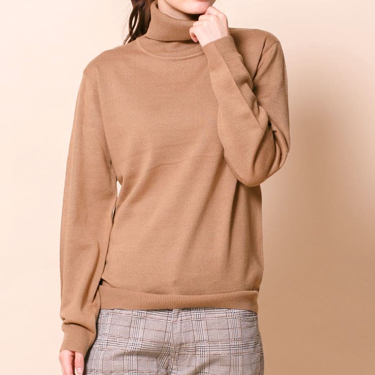 ベージュ | タートルネック ニット セーター | ENJOUEMEN