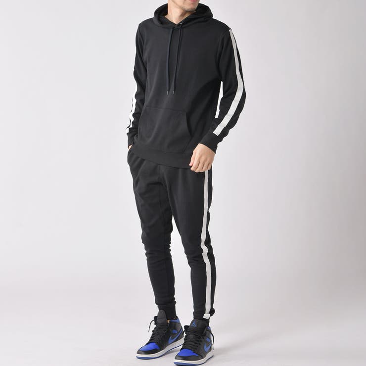 ブラック | ポンチセットアップ  プルオーバー＆ジョガーパンツ メンズ  | ENJOUEMEN