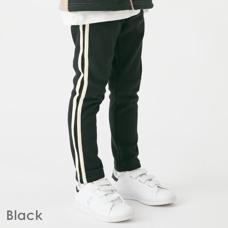 ブラック | 裏起毛 サイドライン パンツ | ever closet