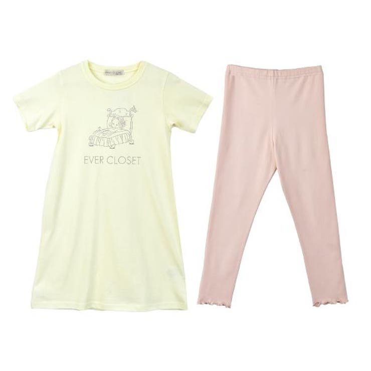 ホワイト×マットピンク | パジャマ 上下セット キッズ | ever closet