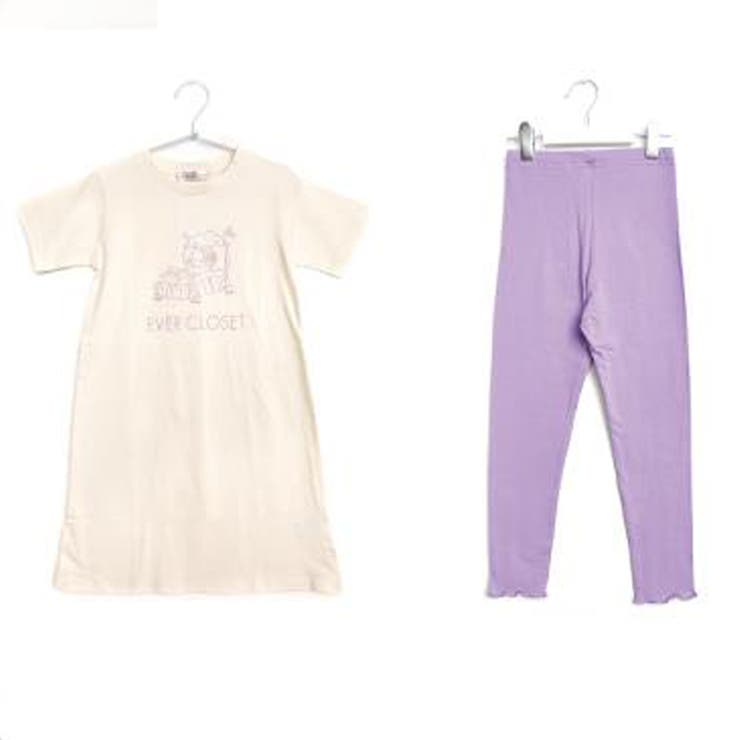 白×パープル | パジャマ 上下セット キッズ | ever closet