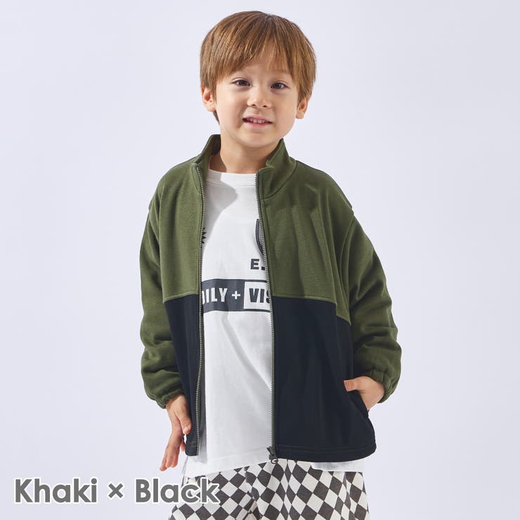 カーキ×ブラック | 裏起毛 ブルゾン キッズ | ever closet