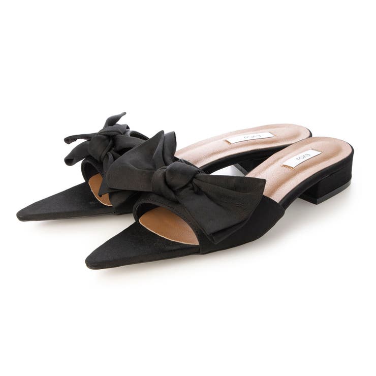 BL(ブラック) | リボン2cmヒールサンダル | EVOL