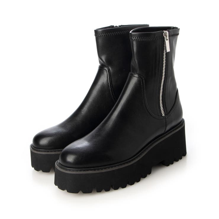 BL(ブラック) | 厚底サイドジップストレッチブーツ | EVOL