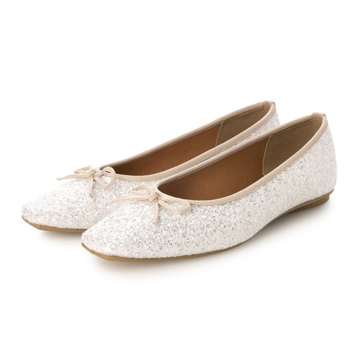 WH(ホワイト) | 【軽量・柔らかい】グリッターフラットバレエ | EVOL