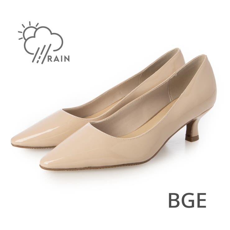 BGE(ベージュエナメル) | 【晴雨兼用・オケージョン】ポインテッド5cmパンプス | EVOL