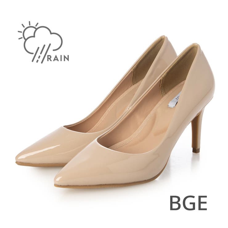 BGE(ベージュエナメル) | 【晴雨兼用・ふかふか】8.5cmポインテッドパンプス | EVOL