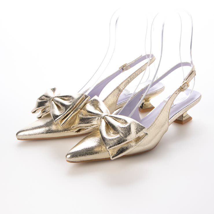 GD(ゴールド) | 取り外し可リボンバックバンドパンプス | EVOL