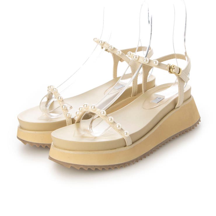 IV(アイボリー) | ダブルベルトパールサンダル | EVOL