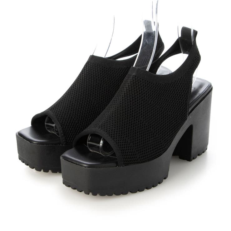 BL(ブラック) | ニット厚底サンダル | EVOL