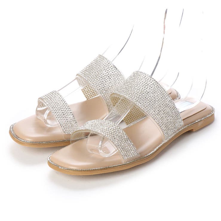 BG(ベージュ) | ダブルベルトストーンフラットサンダル | EVOL