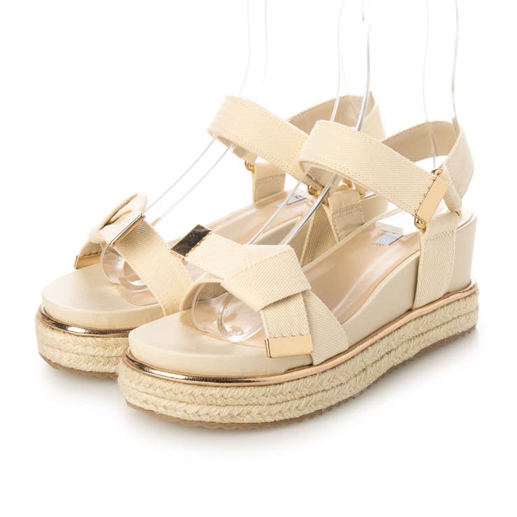 IV(アイボリー) | デニムリボンウエッジサンダル | EVOL