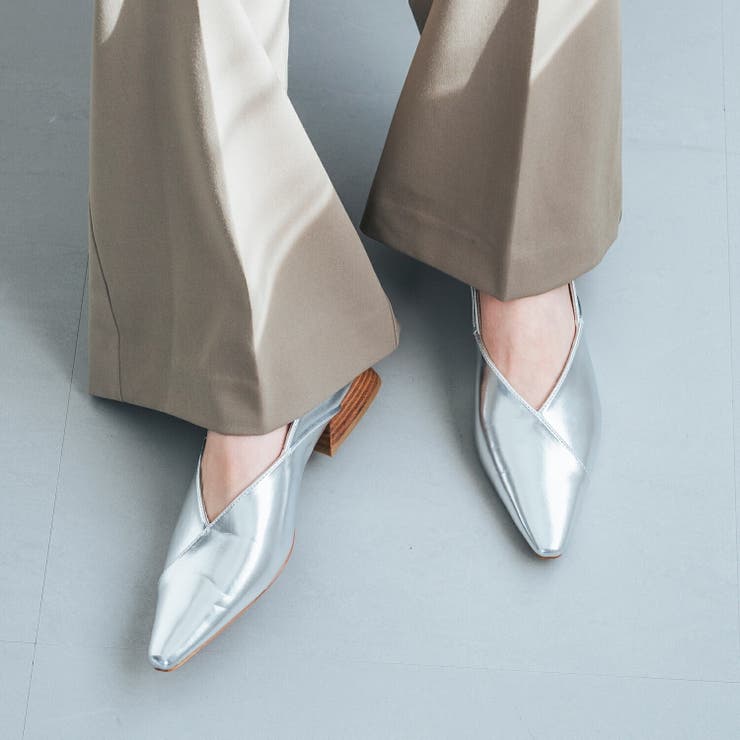 Vカットポインテッドスタックヒールパンプス | EVOL | 詳細画像11 