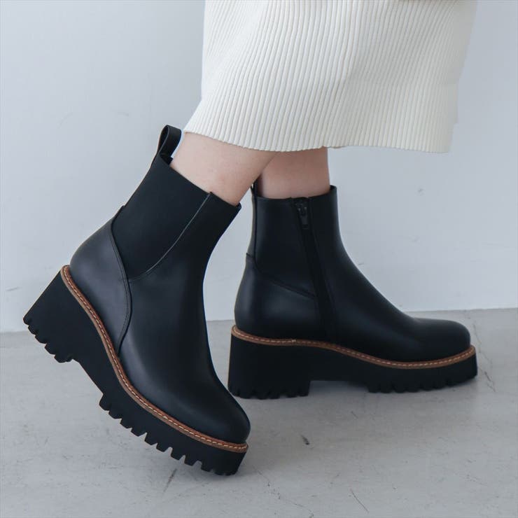 6.5cm厚底ソールサイドゴアショートブーツ | EVOL | 詳細画像1 