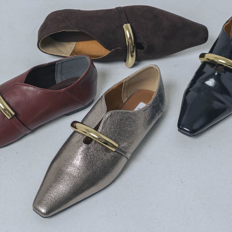 【軽量・柔らかい】ゴールドモチーフスクエアパンプス | EVOL | 詳細画像1 