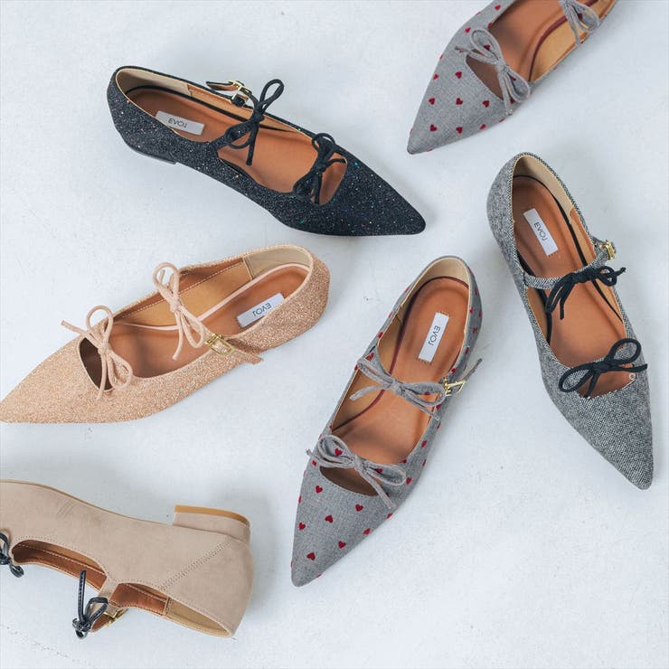 【軽量・柔らかい】ダブルリボンポインテッドパンプス | EVOL | 詳細画像1 