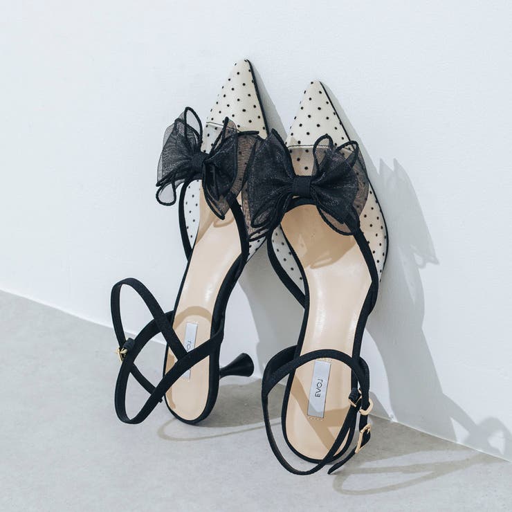 【柔らかい・クッション入り】ポインテッドシアーリボンストラップパンプス | EVOL | 詳細画像2 