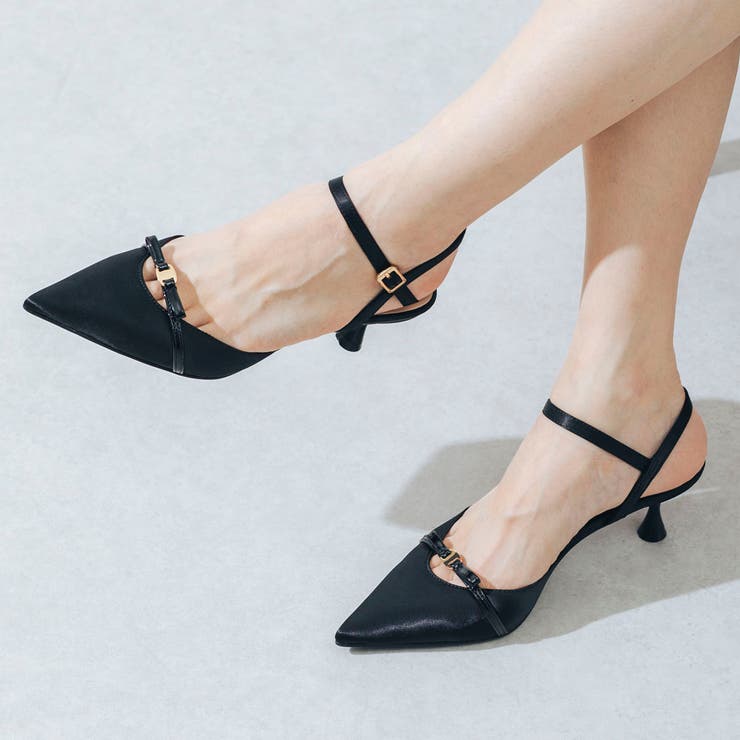 【ふかふか・クッション入り】ポインテッド5.5cmリボンストラップパンプス | EVOL | 詳細画像3 